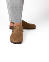 Sandalias anchas tipo mules color avellana