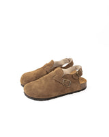 Sandalias anchas tipo mules color avellana