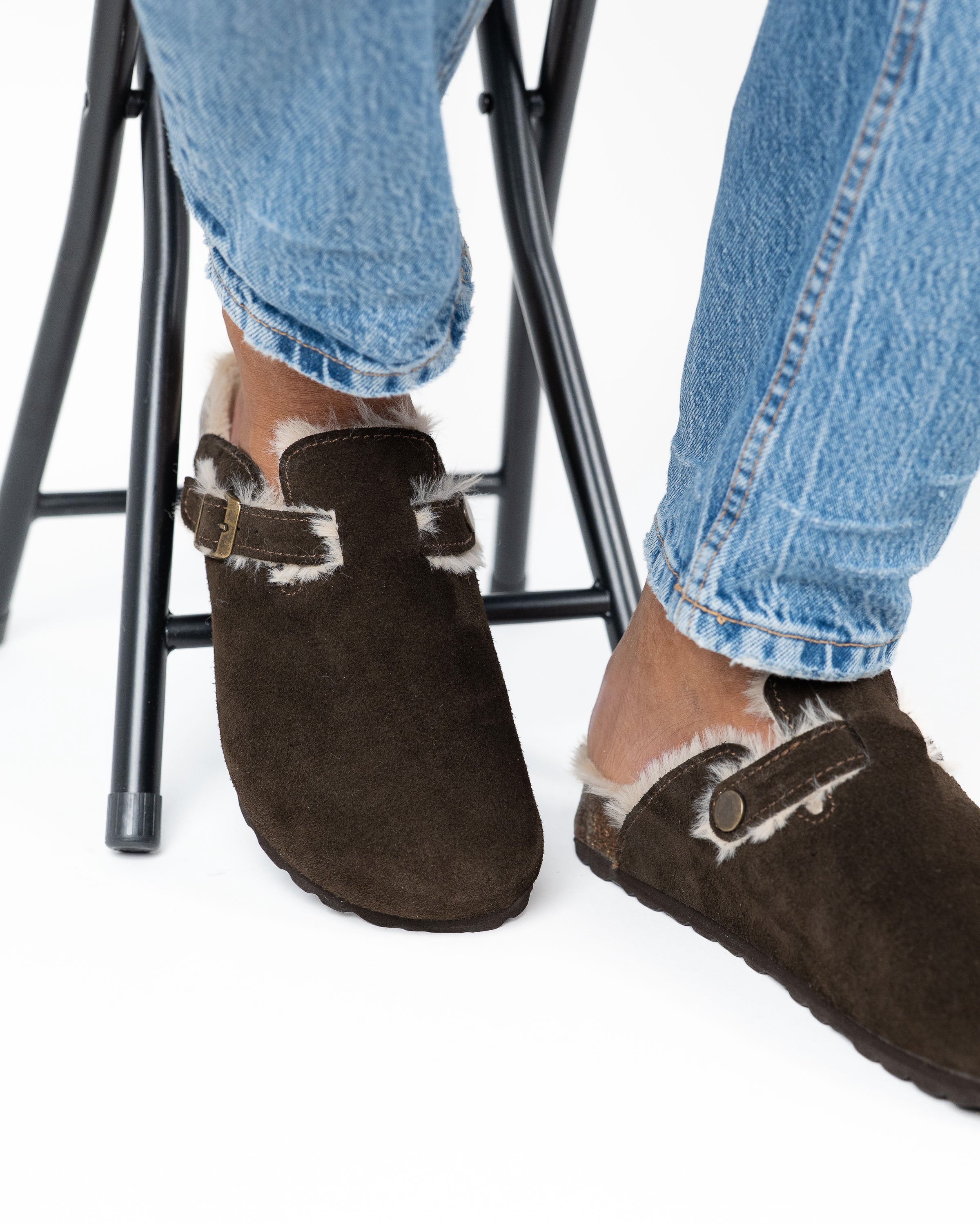 Mules Pêlo Castanho Homem
