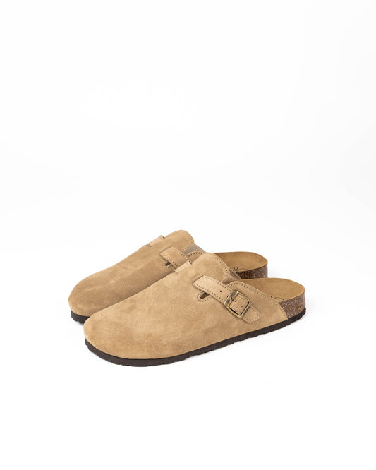 Wide Suede Sand Mules