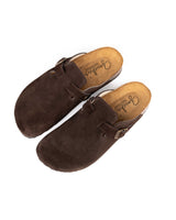 Mules Wide Camurça Chocolate