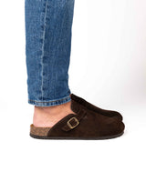 Mules Wide Camurça Chocolate