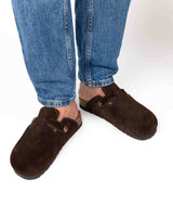 Mules Wide Camurça Chocolate