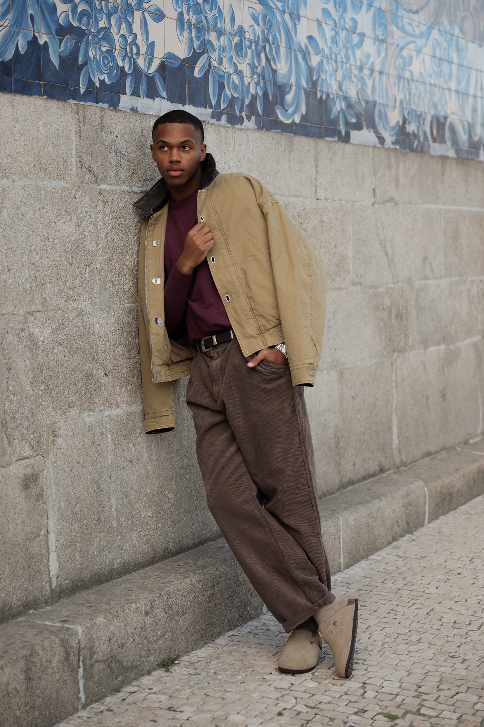 Mules Pele Taupe Homem