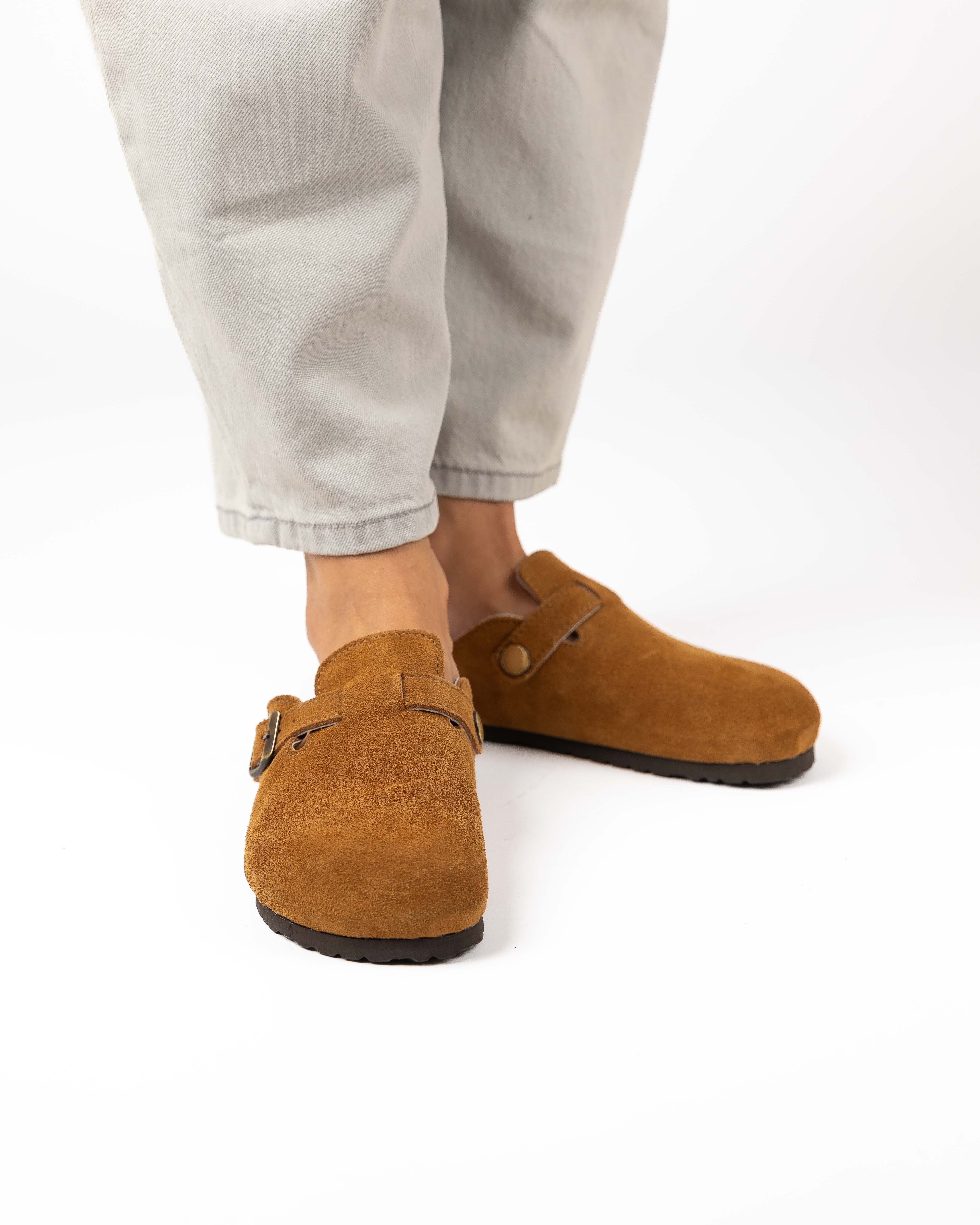 Camel Suede Mules