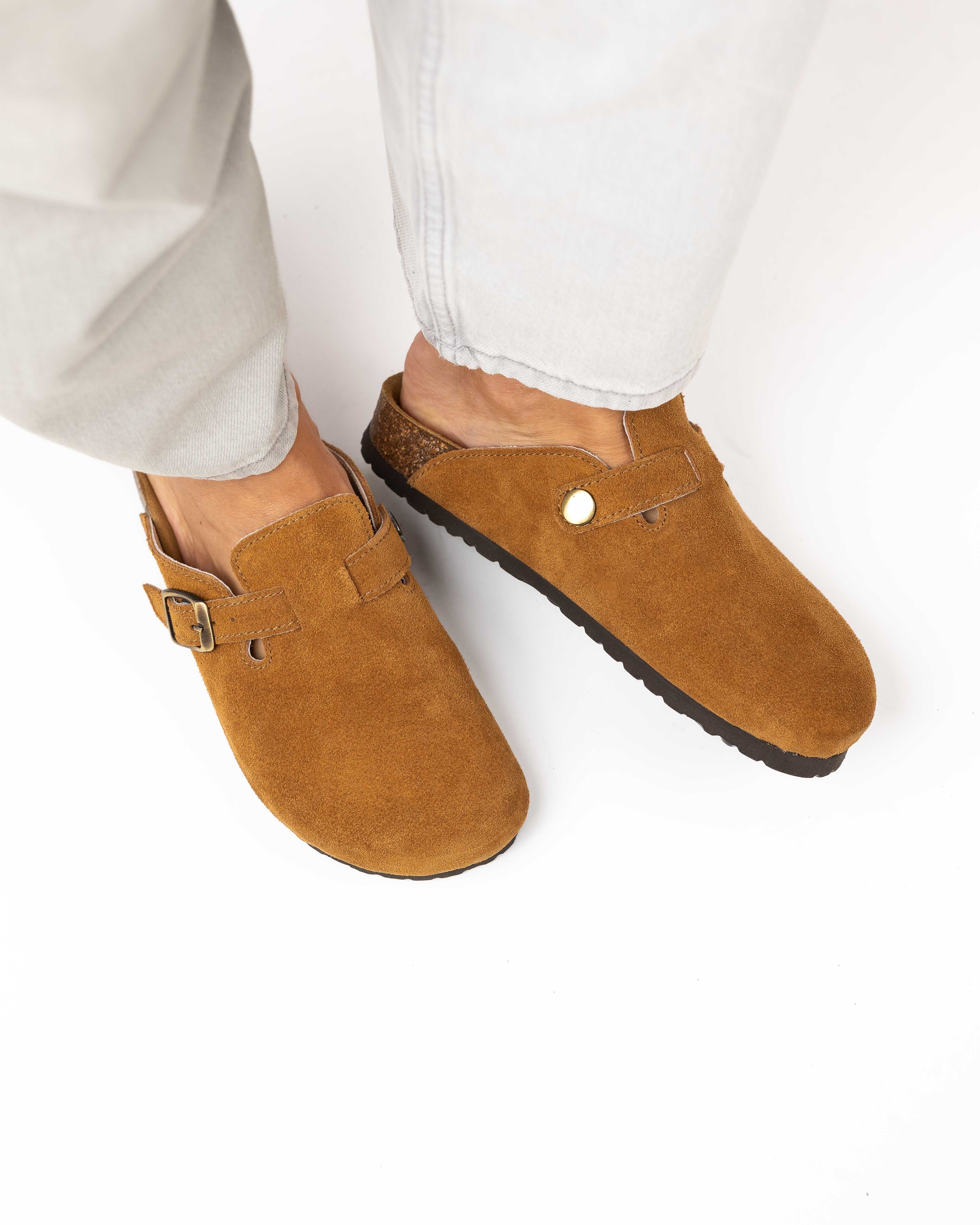Camel Suede Mules
