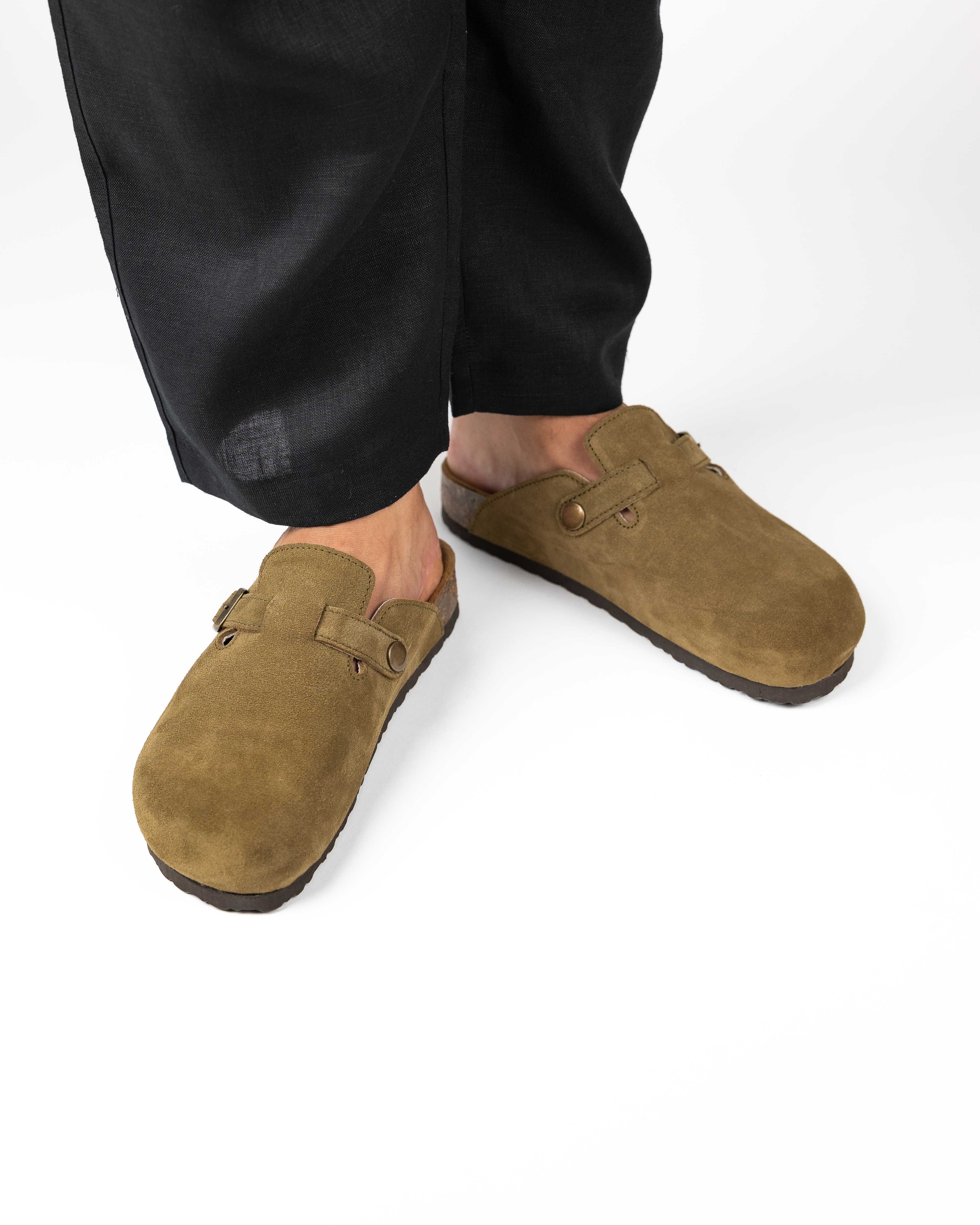 Mules Camurça Khaki Homem