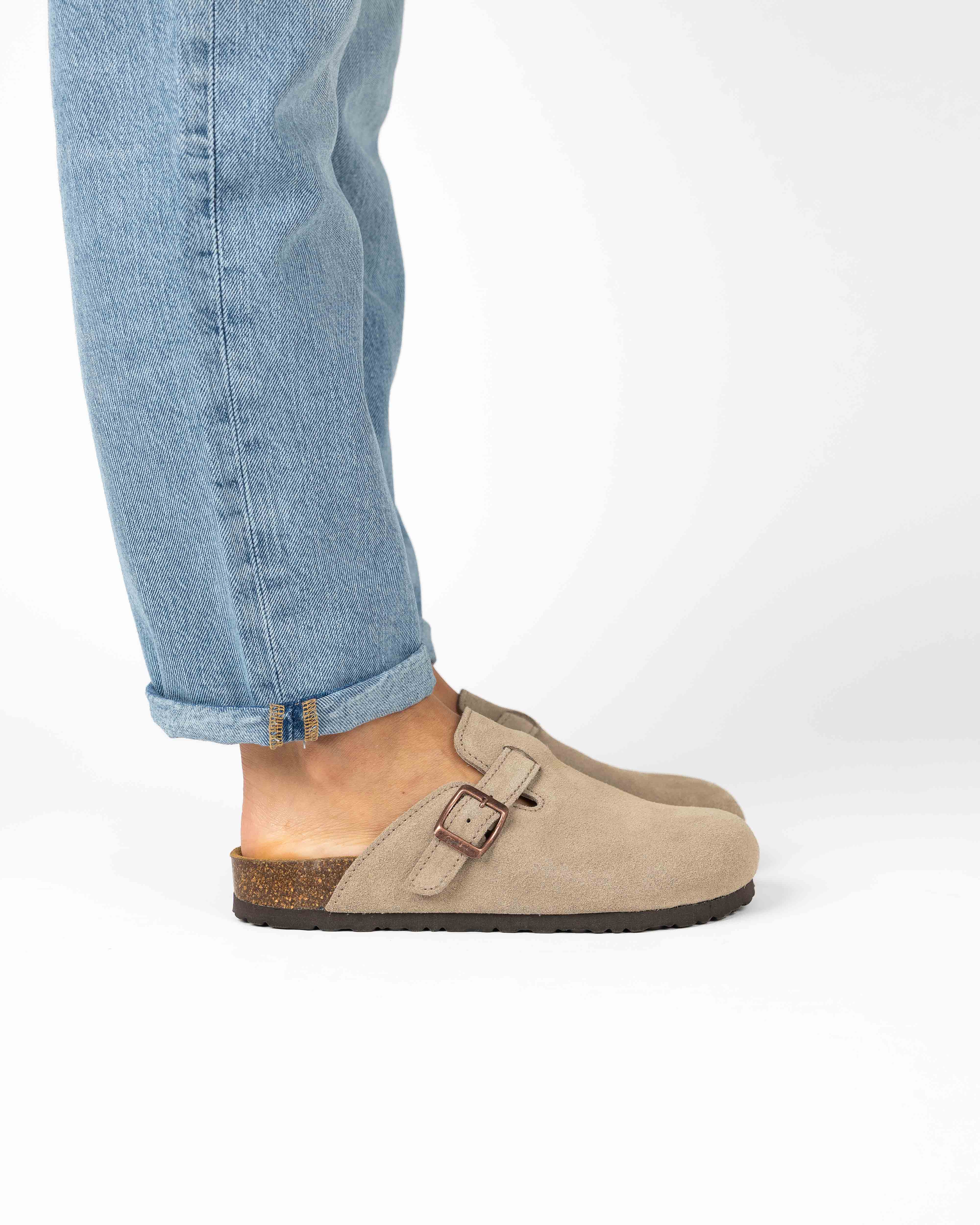 Taupe Suede Mules