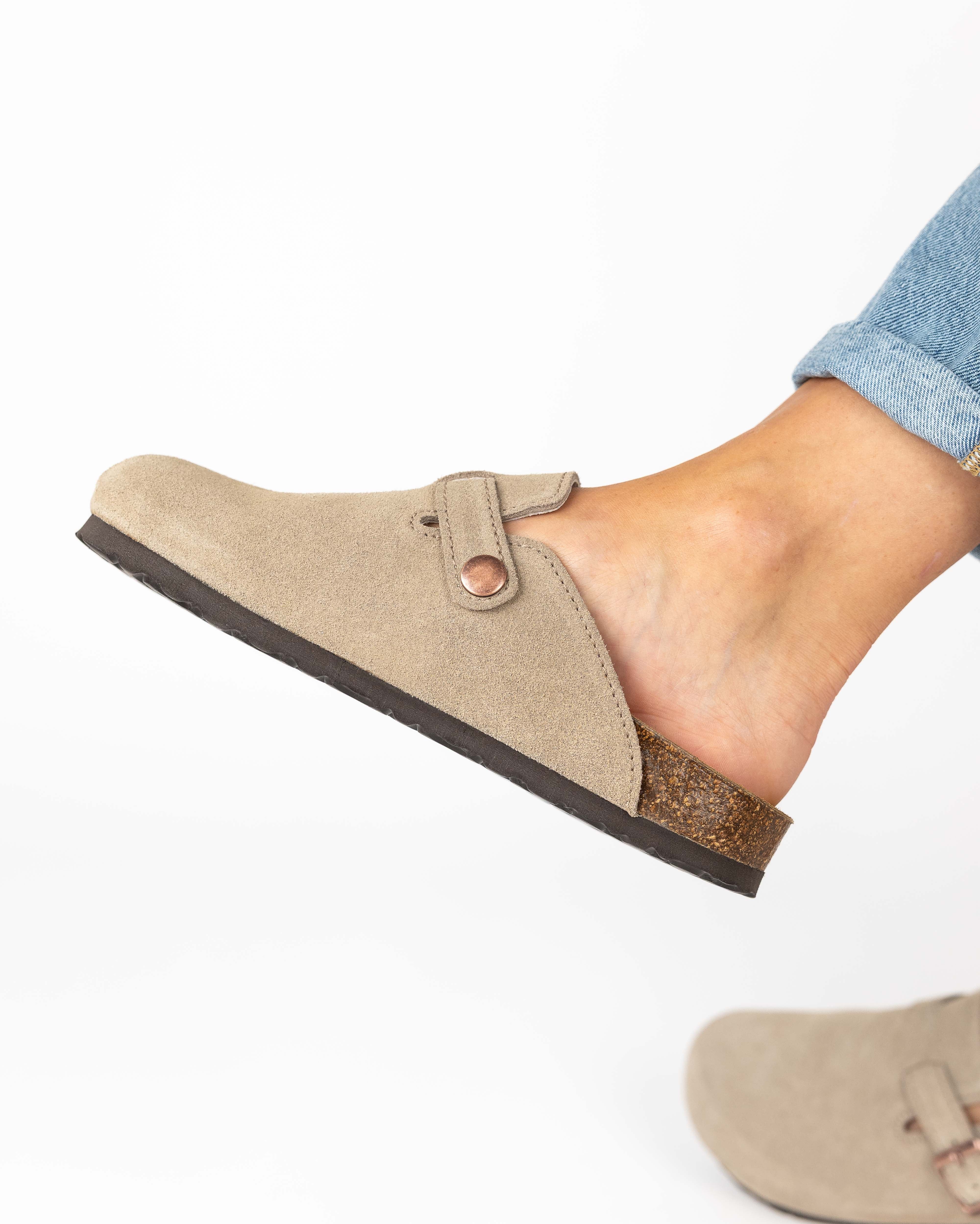 Taupe Suede Mules