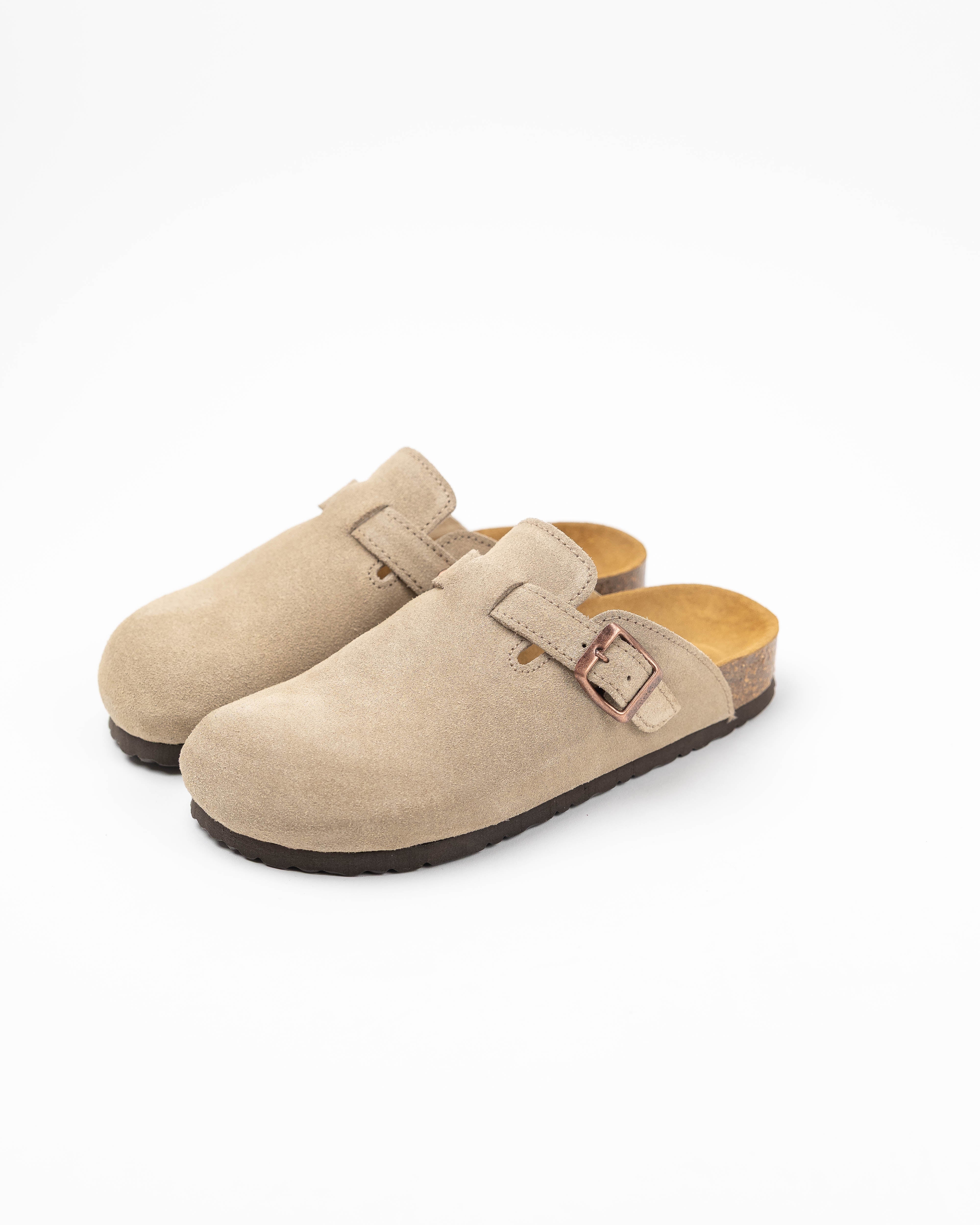 Taupe Suede Mules