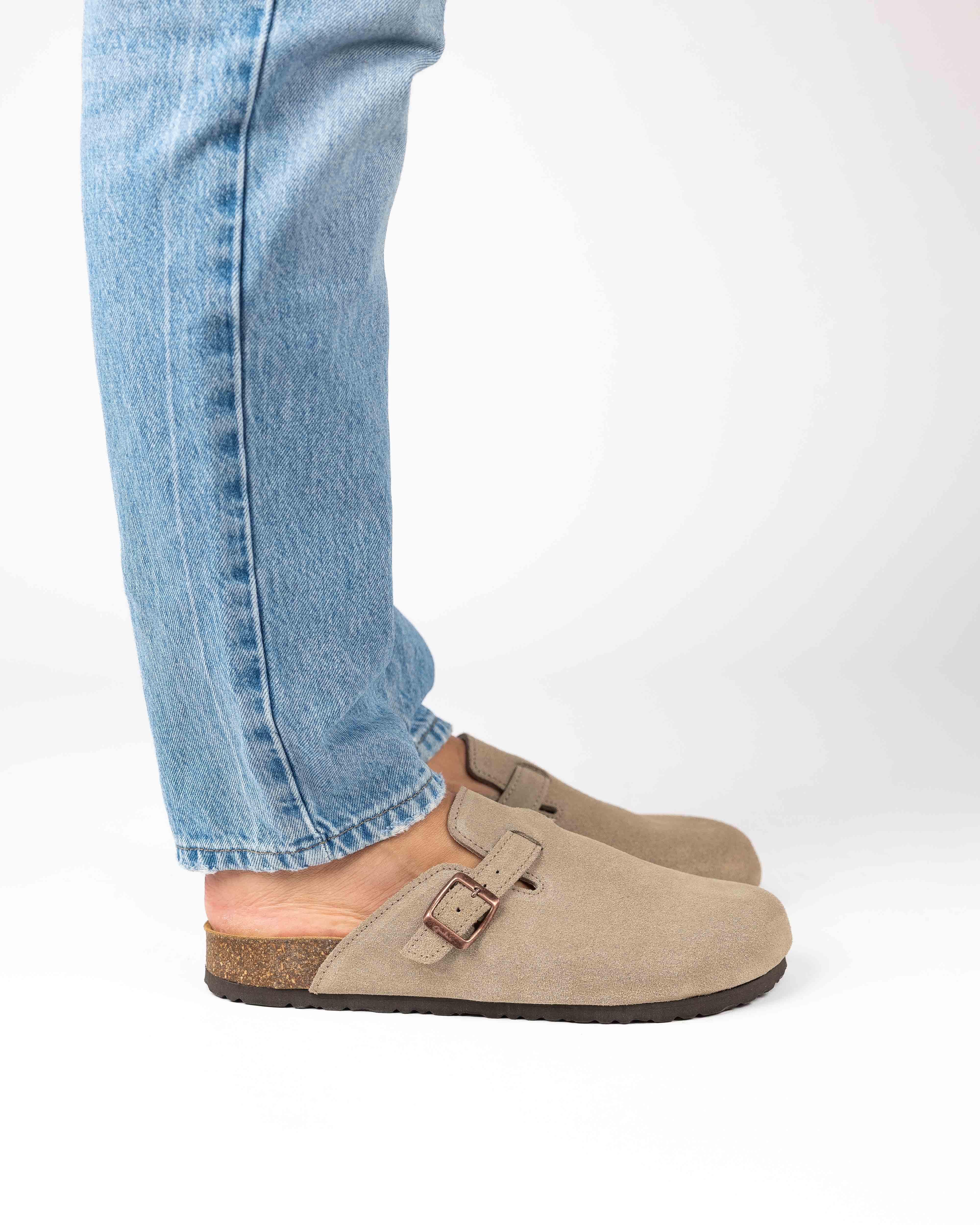 Mules de ante color topo