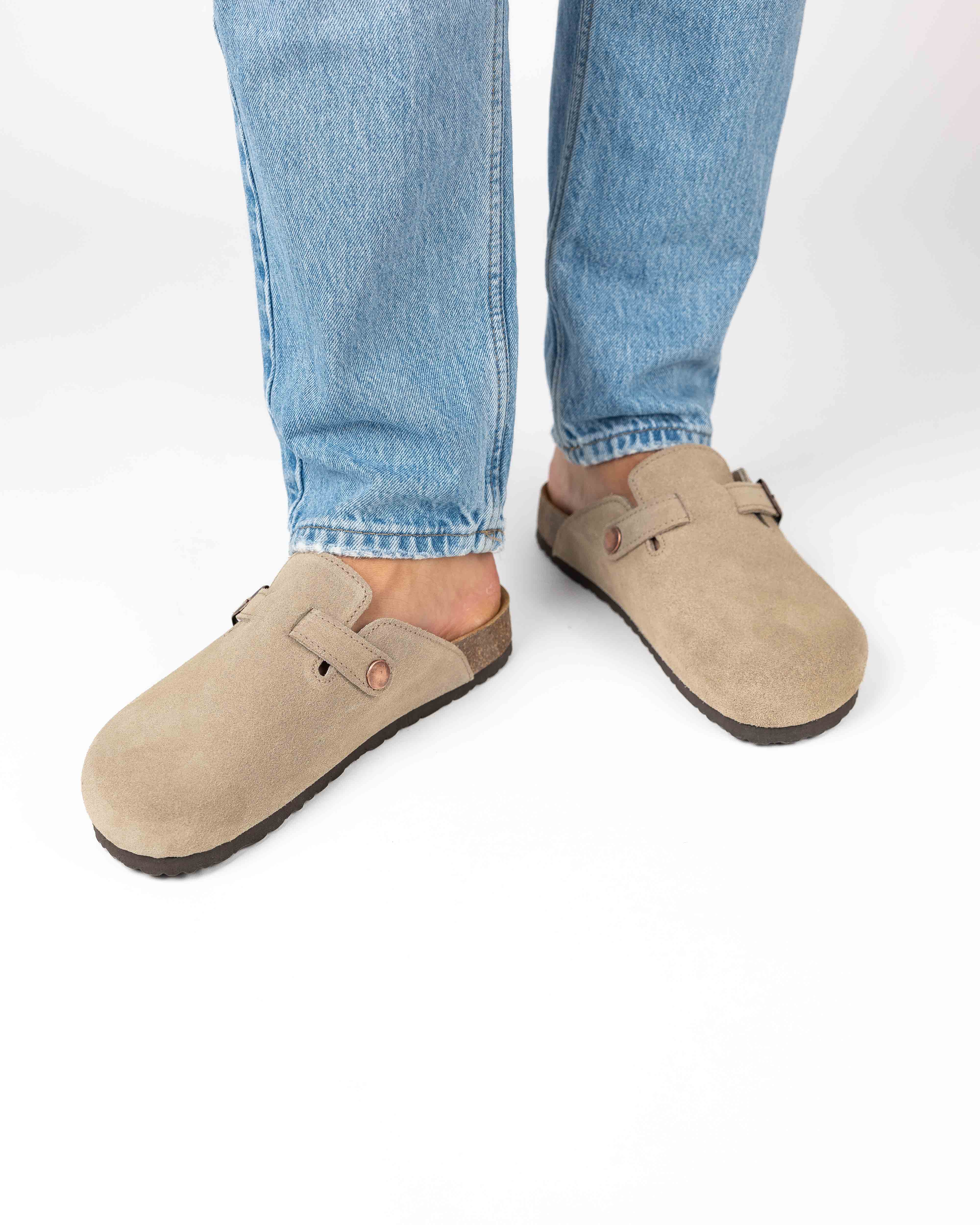 Mules de ante color topo