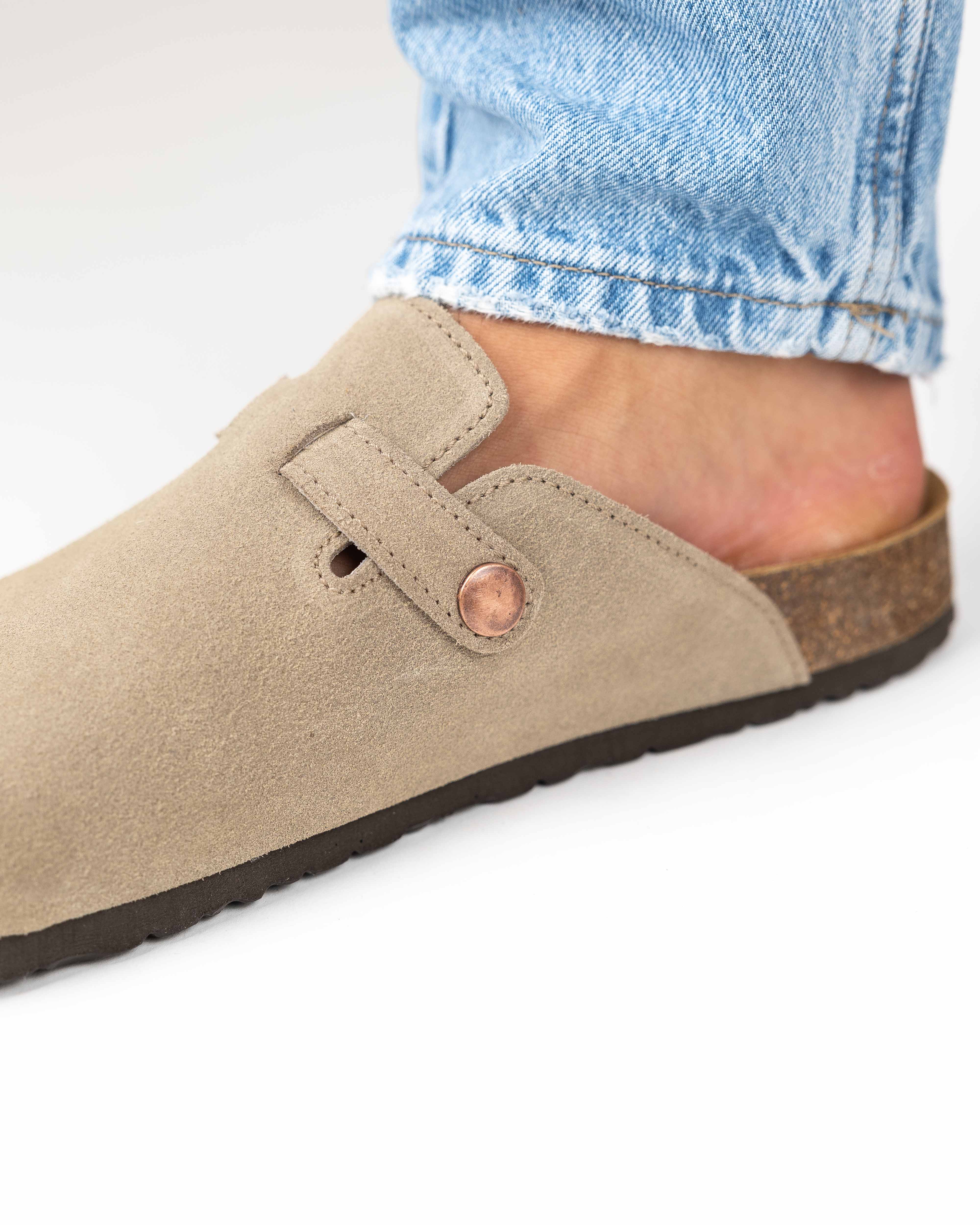 Mules de ante color topo