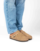 Wide Suede Sand Mules