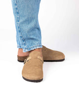Wide Suede Sand Mules
