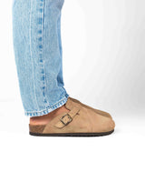 Wide Suede Sand Mules