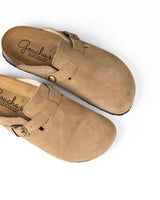 Wide Suede Sand Mules