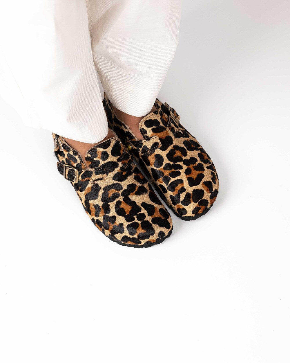 Sandália Mules Wide Leopardo
