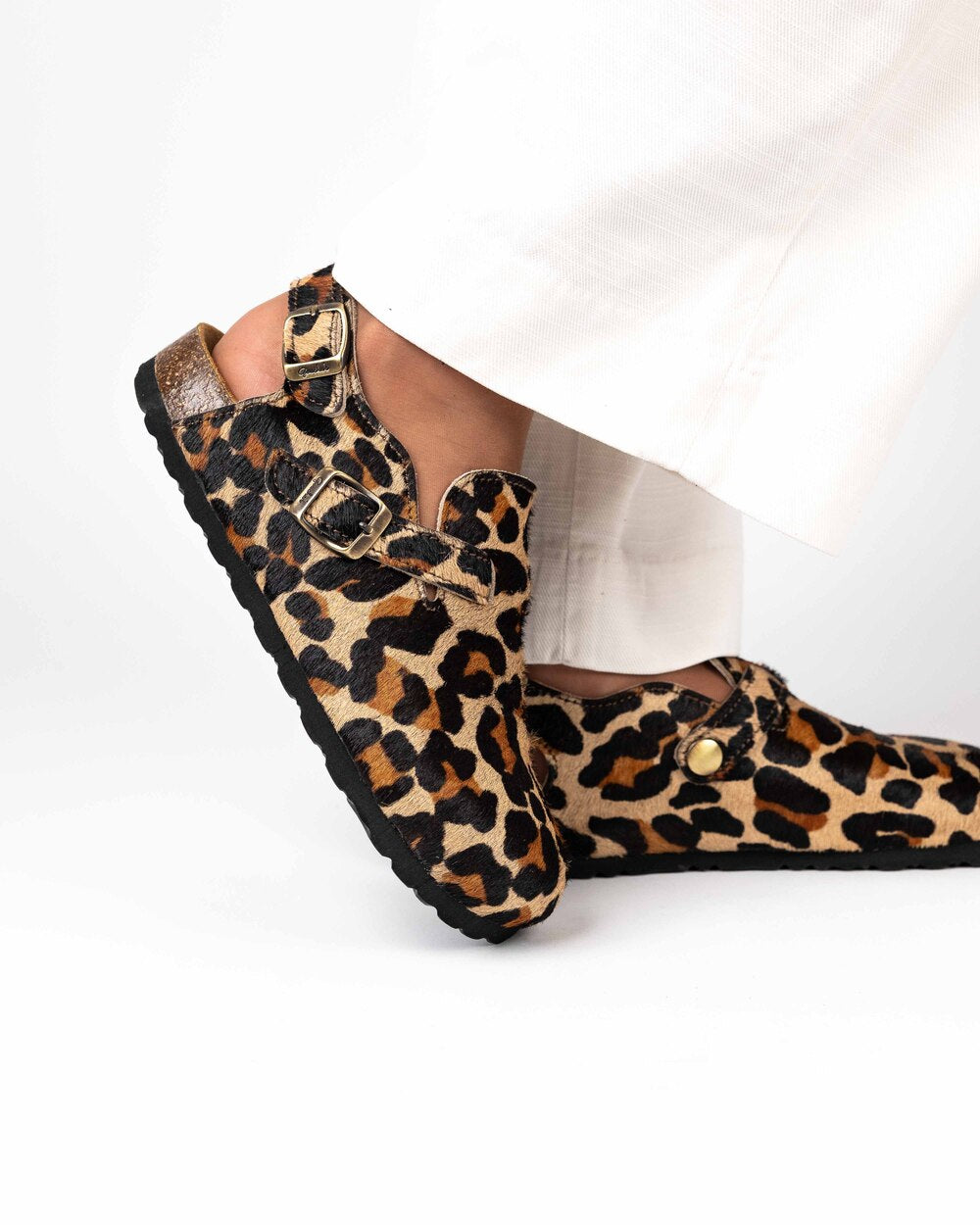 Sandália Mules Wide Leopardo