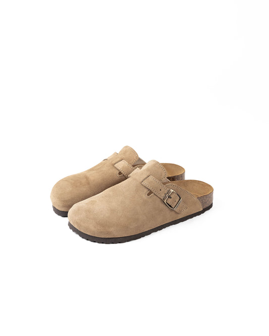 Wide Suede Sand Mules
