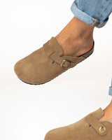 Mules Wide Camurça Areia