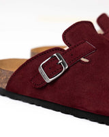 Mules Wide Camurça Bordeaux
