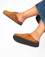 Mules Wide Camurça Camel