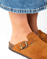Mules Wide Camurça Camel