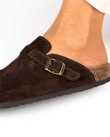 Mules Wide Camurça Chocolate