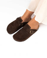 Mules Wide Camurça Chocolate
