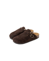 Mules Wide Camurça Chocolate