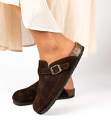 Mules Wide Camurça Chocolate
