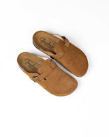 Wide Suede Mules Honey