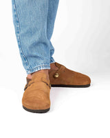 Wide Suede Mules Honey