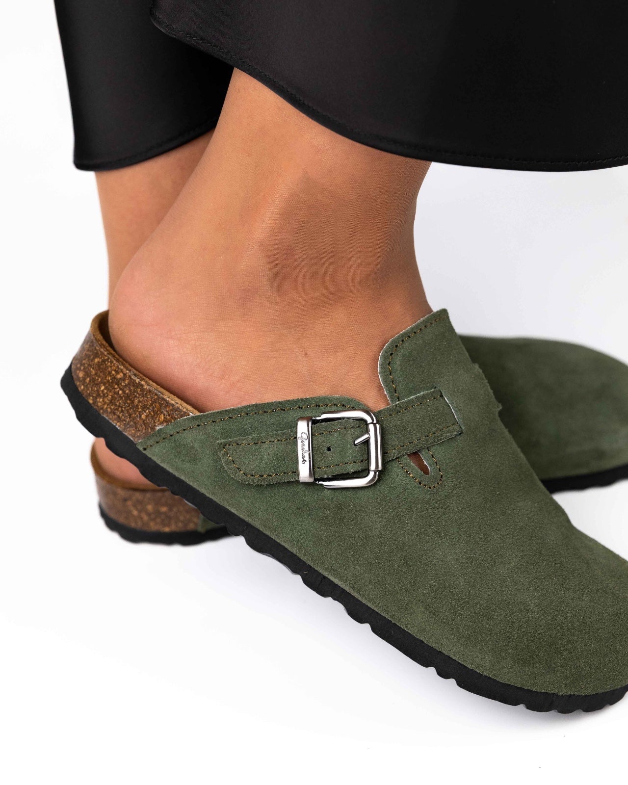 Mules Wide Camurça Verde