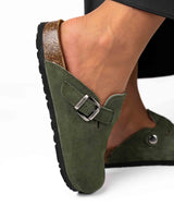 Mules Wide Camurça Verde