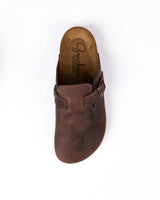 Mules Wide Pele Castanho