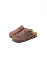 Mules Wide Pele Castanho